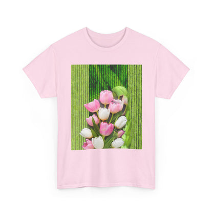 Textured Tulips Unisex Heavy Cotton Tee - Vibrant Spring Blossom T-Shirt, Everyday Wear, Gift for Plant Lovers, Mother's Day Apparel, [...]