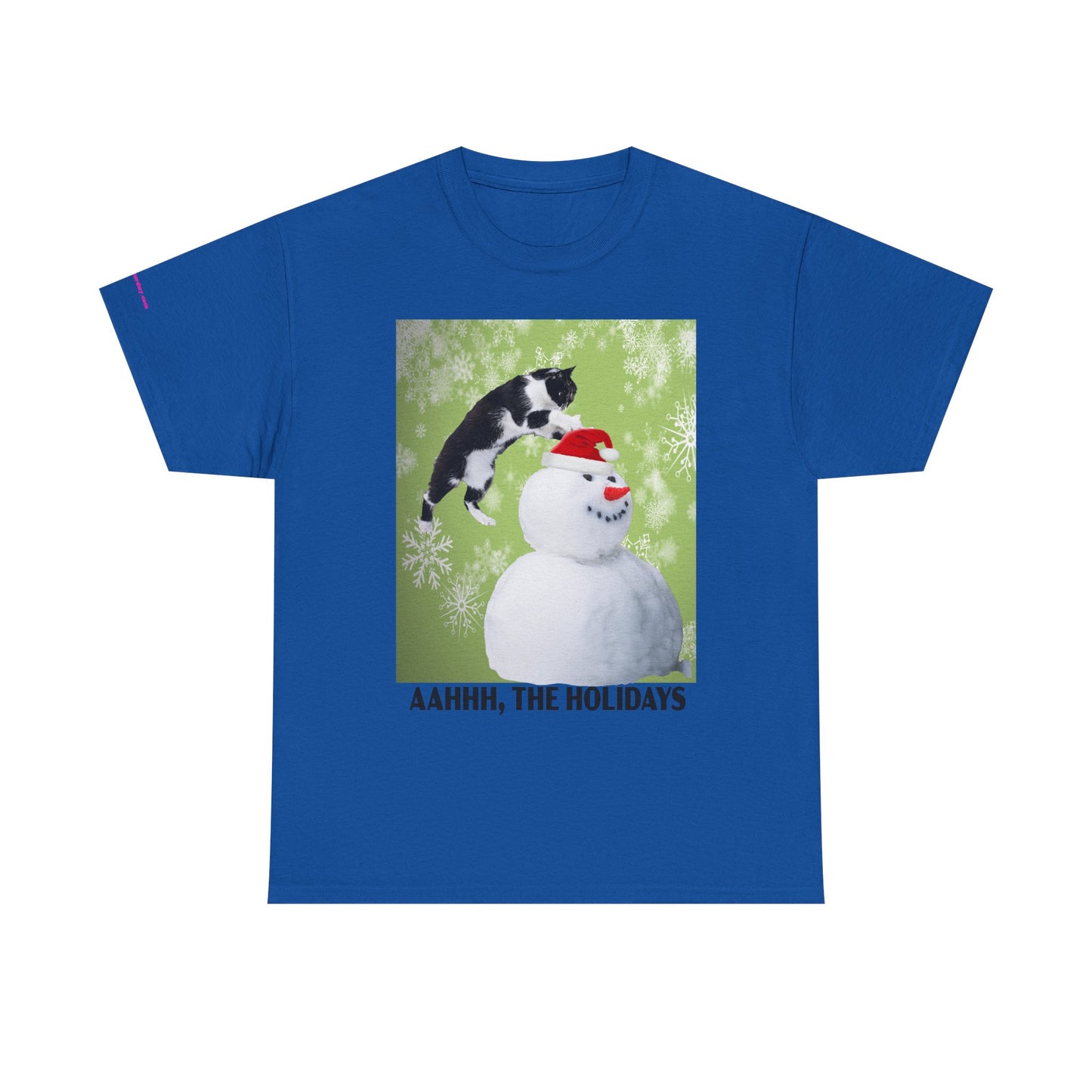 Holiday Cat T‑Shirt – “Aahhh, The Holidays” Funny Snowman Cat Tee