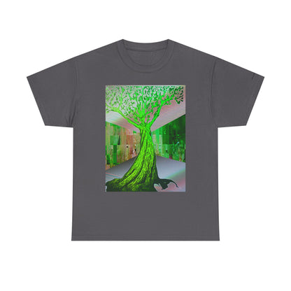 Green Neon Tree Graphic Tee – Surreal Nature Art T-Shirt
