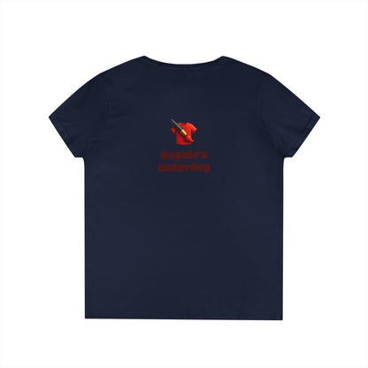 Floral V-Neck Tee — 'Sophie's Saturday' Pink Blossom Graphic