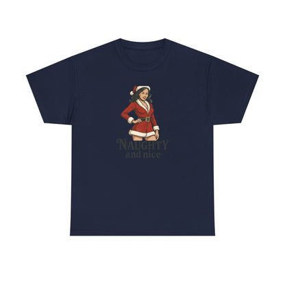 Unisex naughty and nice heavy weight Cotton Tee