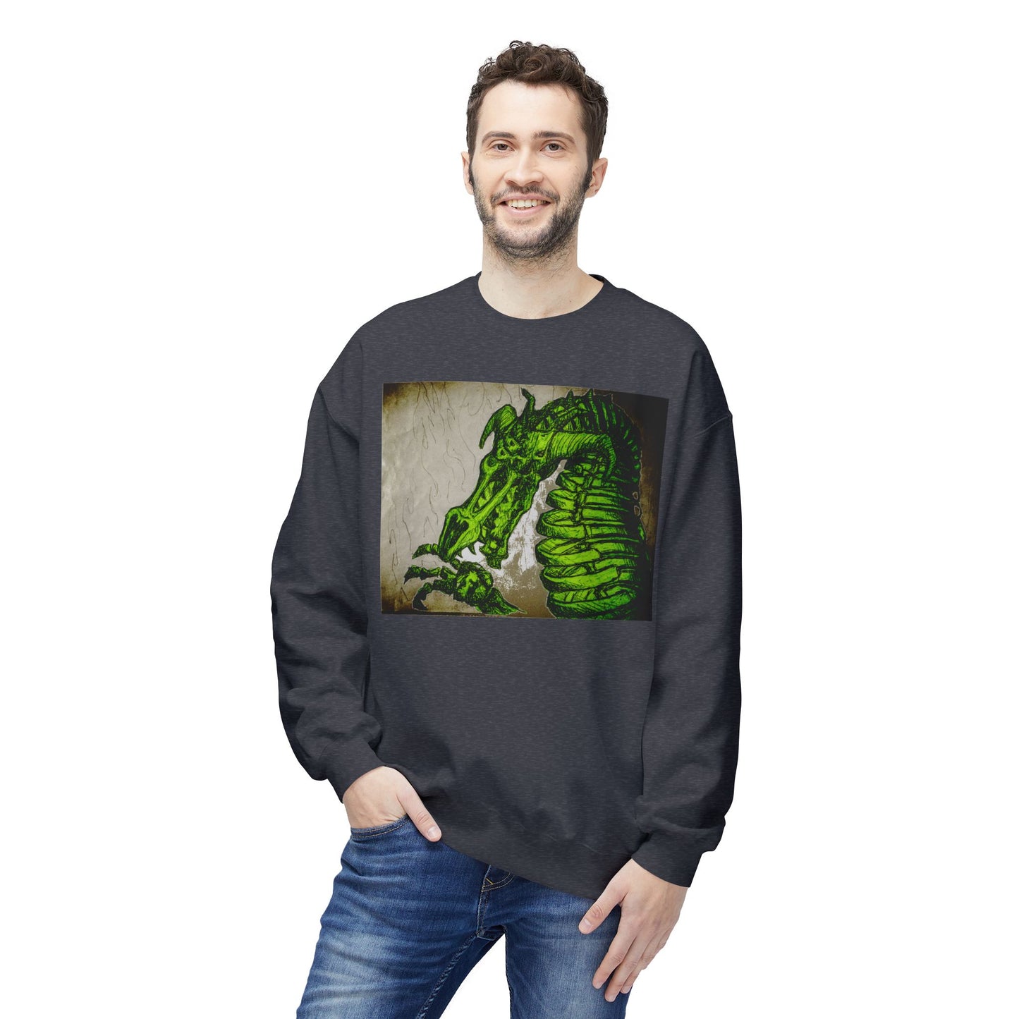 Vintage Green Dragon Unisex Midweight Softstyle Fleece Crewneck Sweatshirt