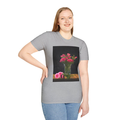 Floral Long Stemmed Red Roses Bouquet T-Shirt, Softstyle Tee Inspired by Nature, Gift for Garden Lovers, Spring/Summer Fashion, Flowers Design