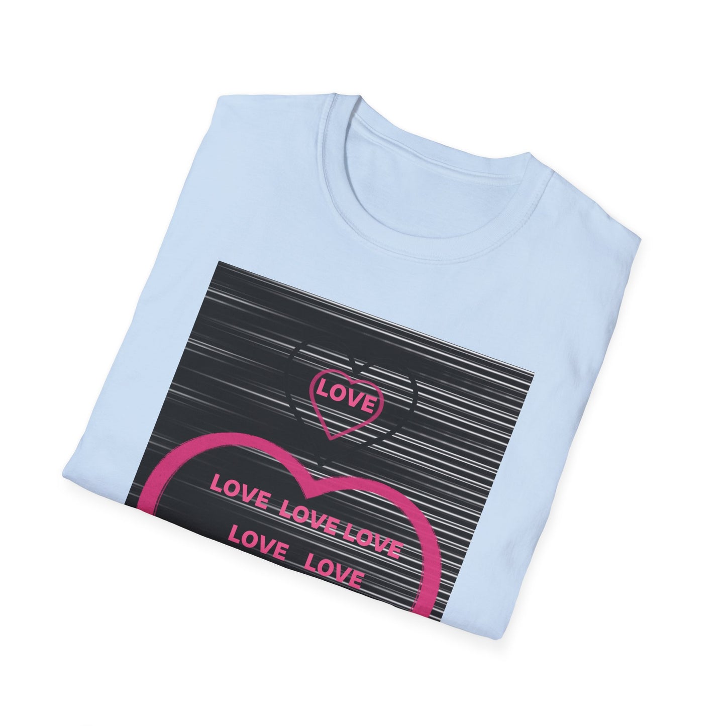 Love Heart Graphic T-Shirt — Neon Pink Retro Lines