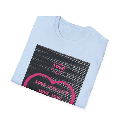 Love Heart Graphic T-Shirt — Neon Pink Retro Lines