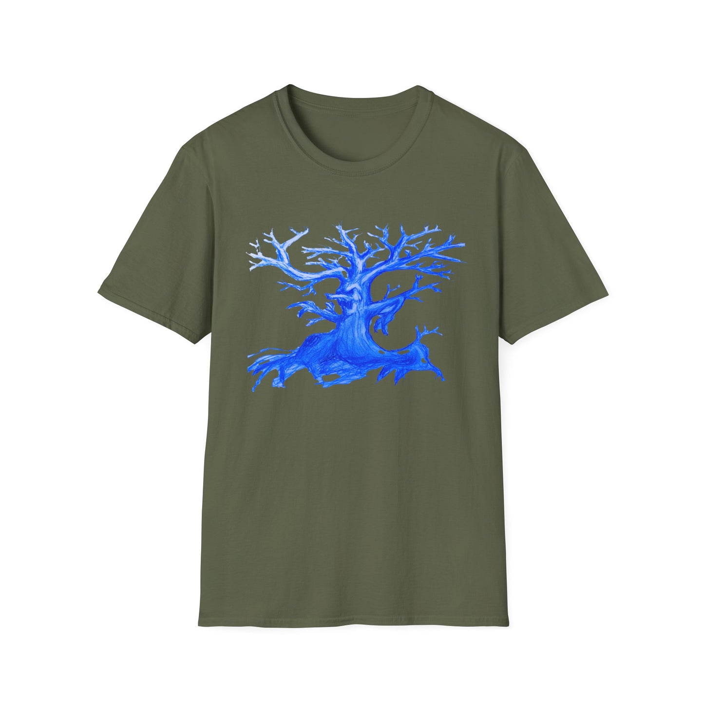 Artistic Animated Tree Design Unisex Softstyle T-Shirt | Eco-friendly Gift, Casual Wear, Nature Lover Tee, Perfect for Any Season