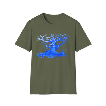 Artistic Animated Tree Design Unisex Softstyle T-Shirt | Eco-friendly Gift, Casual Wear, Nature Lover Tee, Perfect for Any Season