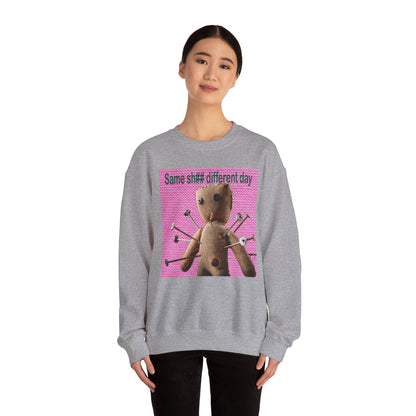 Voodoo Doll Funny Graphic Crewneck Sweatshirt, Casual Everyday Wear, Perfect Gift for Friends & Family, Humor, Quirky Style, Unisex
