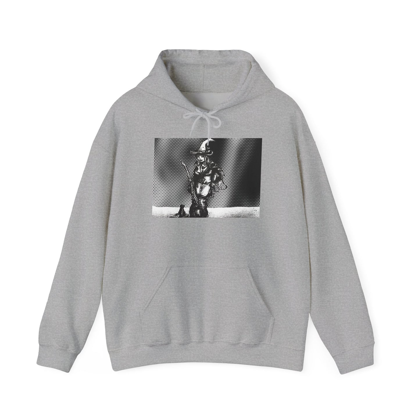 Witch Hoodie with Black Cat and Broom - Unisex