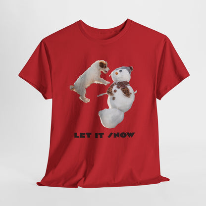 Let It Snow Dog & Snowman Tee — Funny Cute Holiday T-Shirt