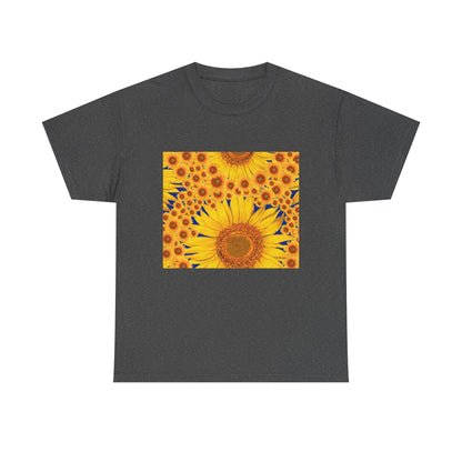 Sunflower Vibes Unisex Heavy Cotton Tee - Perfect for Summer, Nature Lovers, Gardening Celebrations, Casual Wear, Gift Ideas