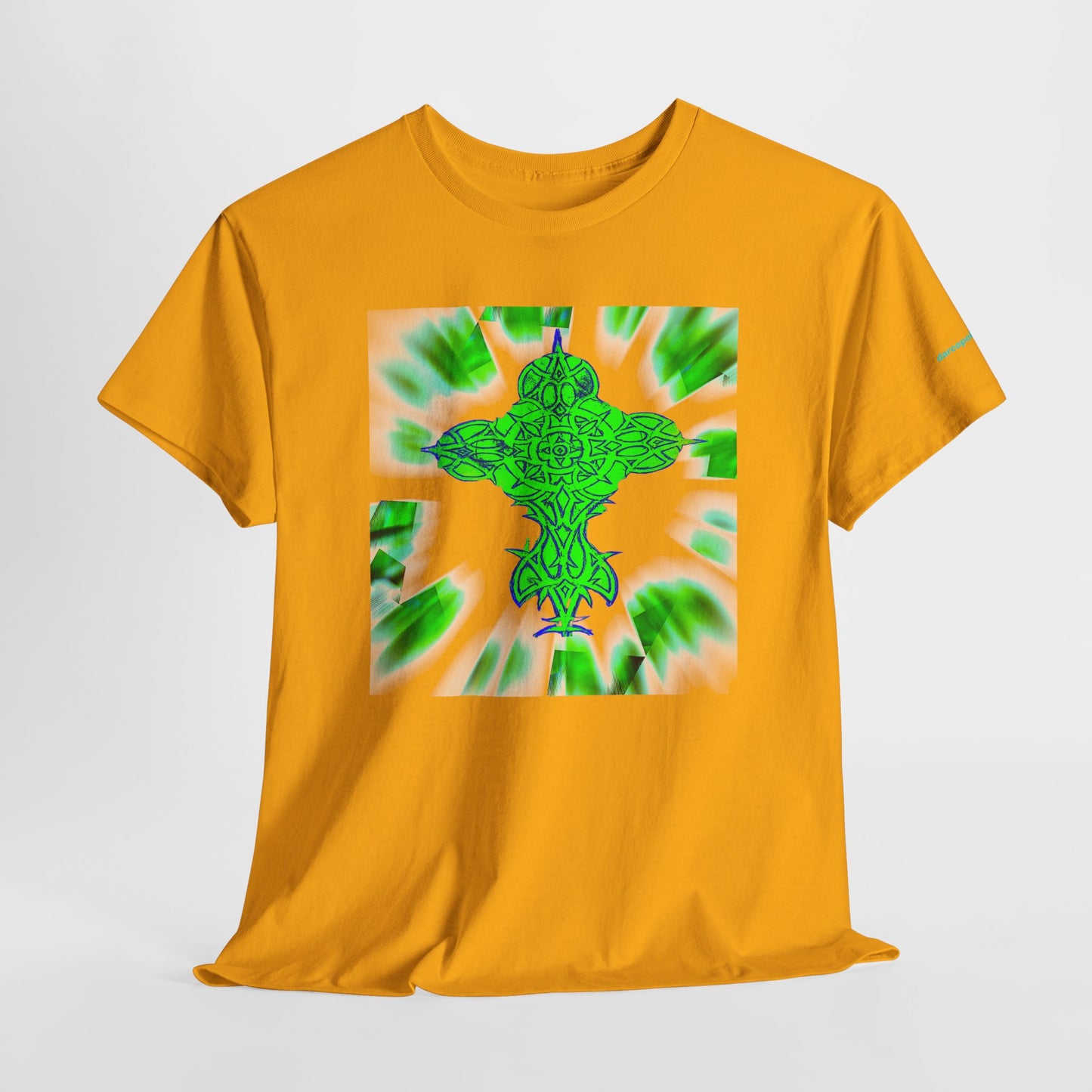 Celtic Green Cross T-Shirt — Vibrant Celtic Knotwork Tee