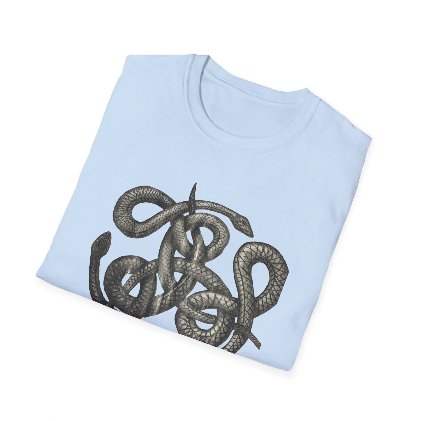 Serpent Design T-Shirt - Unisex Softstyle Apparel for Nature Lovers, Graphic Tee, Casual Wear, Gift for Her/Him, Birthday