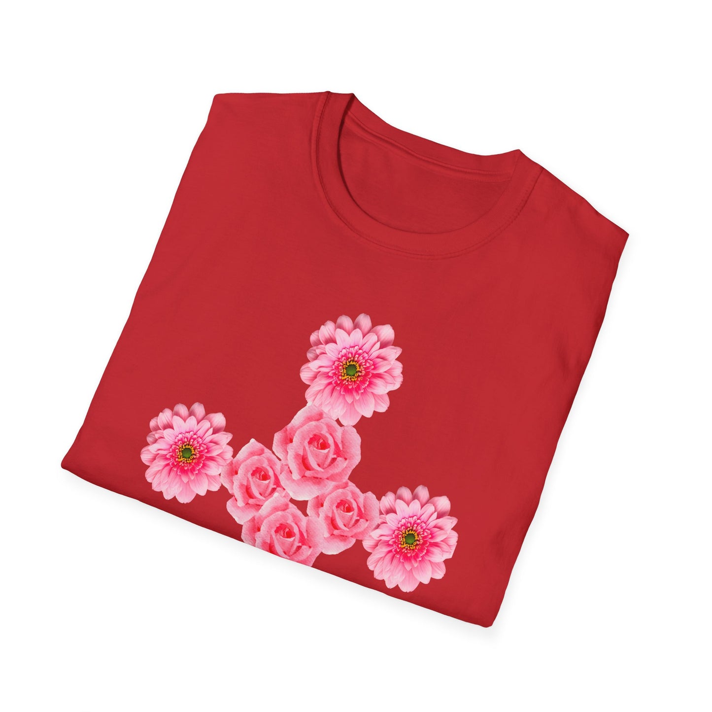 Floral Pink Rose Cross T-Shirt