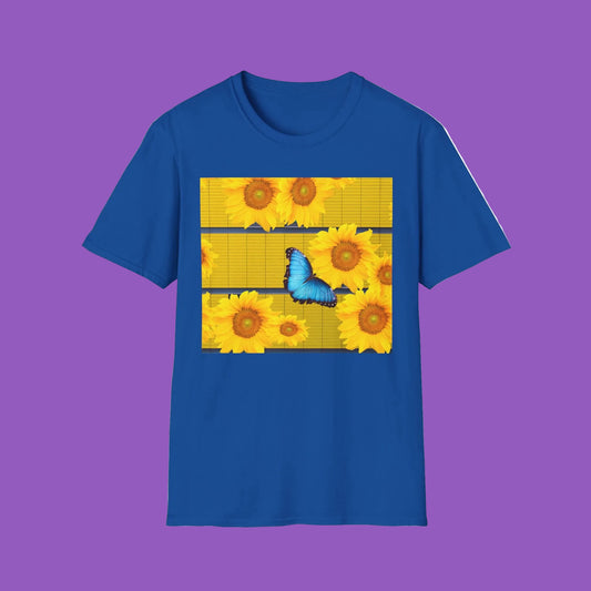 Sunflower & Butterfly Unisex T-Shirt | Floral Graphic Tee, Summer Fashion, Nature Lover Gift, Cute Casual Wear, Birthday Presenti