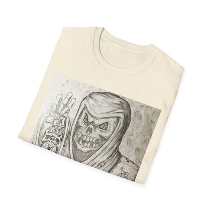 Grim Reaper Graphic Tee | Unisex Softstyle T-Shirt, Halloween Apparel, Edgy Fashion, Unique Gift, Gothic Style, Casual Wear