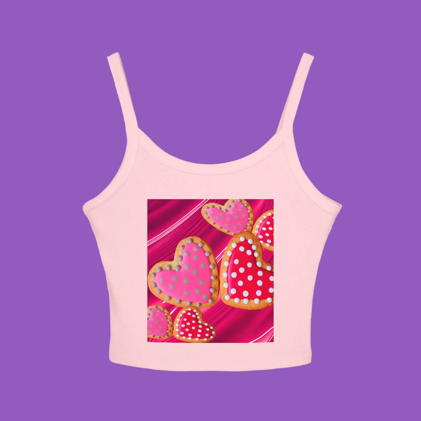 Valentine's Day Heart Print Tank Top, Cute Summer Top