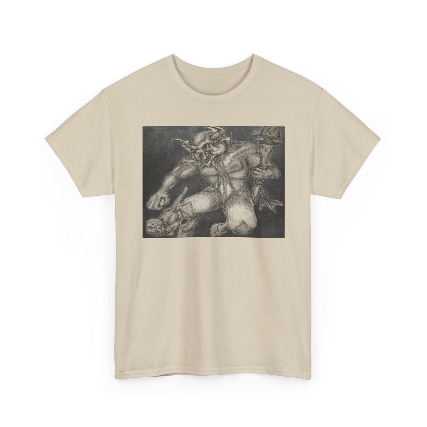 Bull Warrior With Kitten B & W design Unisex Tee