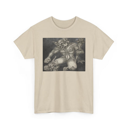 Bull Warrior With Kitten B & W design Unisex Tee