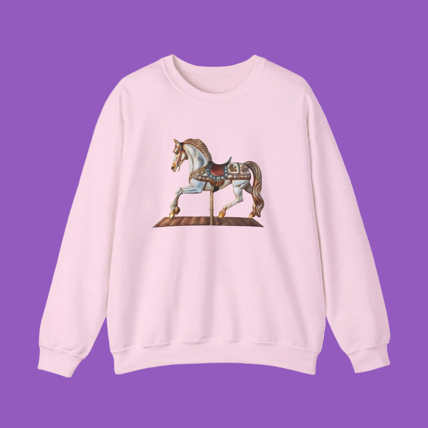 Vintage Carousel Horse Crewneck Sweatshirt, Cozy Sweatshirt, Equestrian Gift