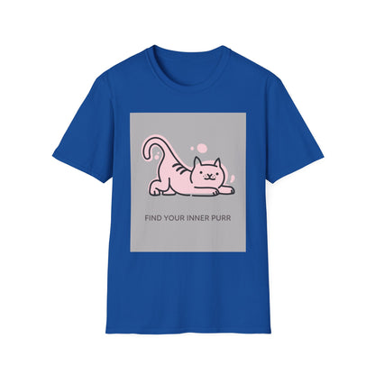 Cute Cat Themed T-Shirt, Unisex Softstyle Tee, Find Your Inner Purr, Pet Lover Gift, Cozy Casual Wear, Birthday Gift, Cat Owner Apparel