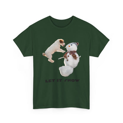 Let It Snow Dog & Snowman Tee — Funny Cute Holiday T-Shirt