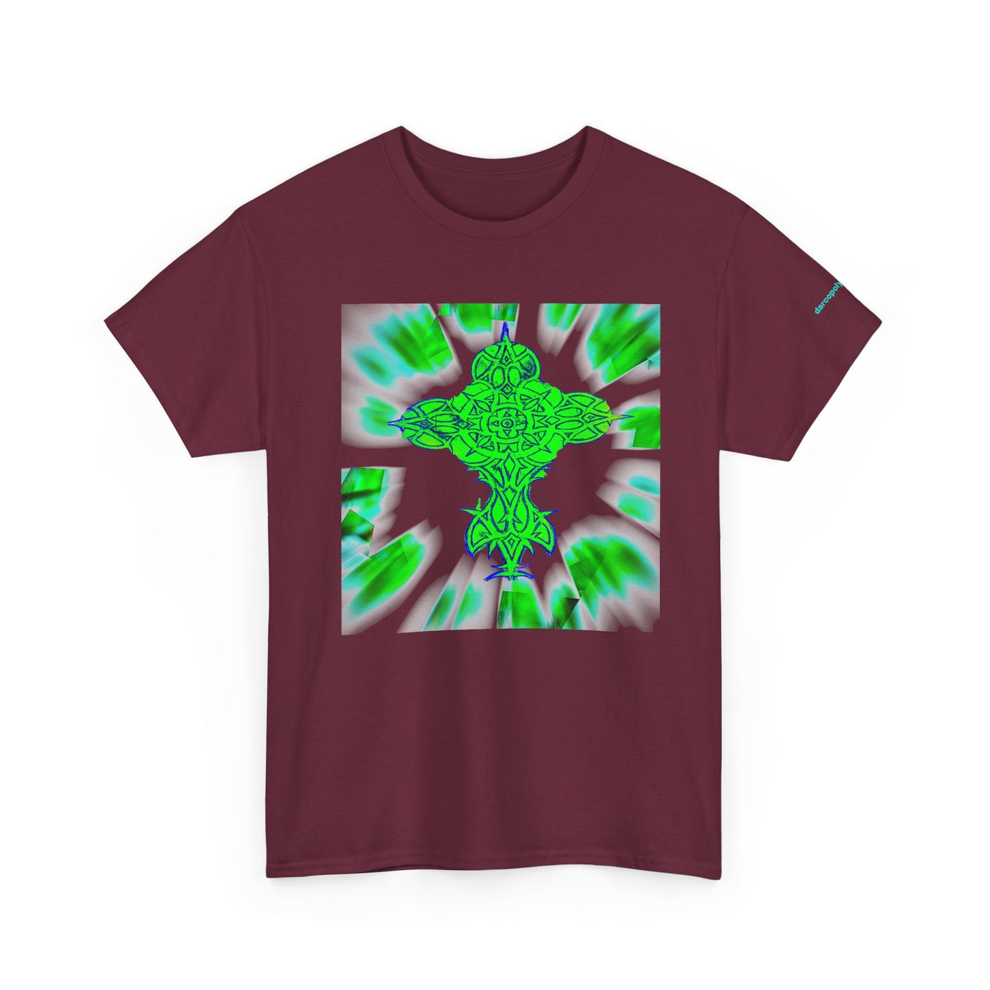 Celtic Green Cross T-Shirt — Vibrant Celtic Knotwork Tee