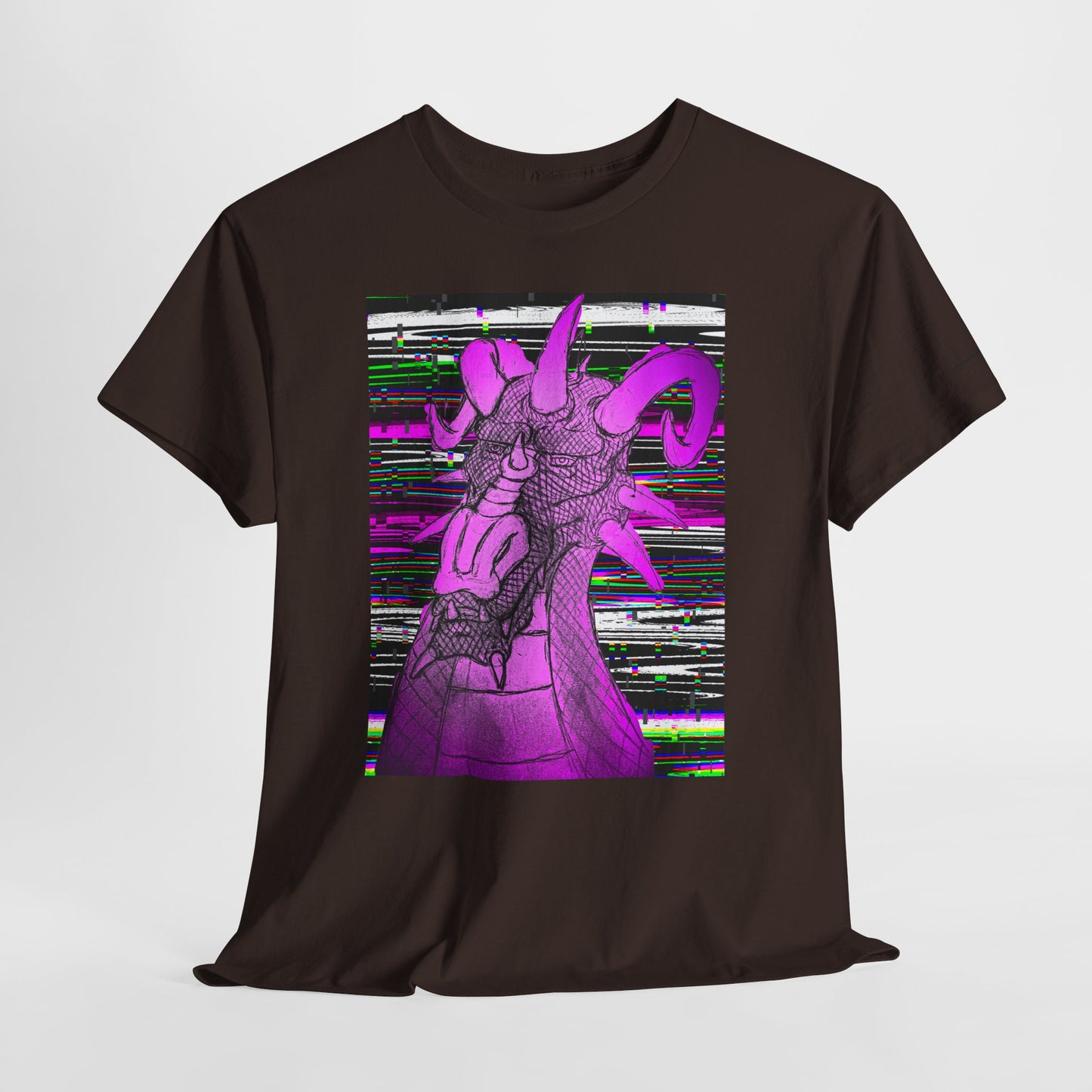 Vaporwave Dragon T-Shirt — Glitch Art Neon Purple Dragon Tee