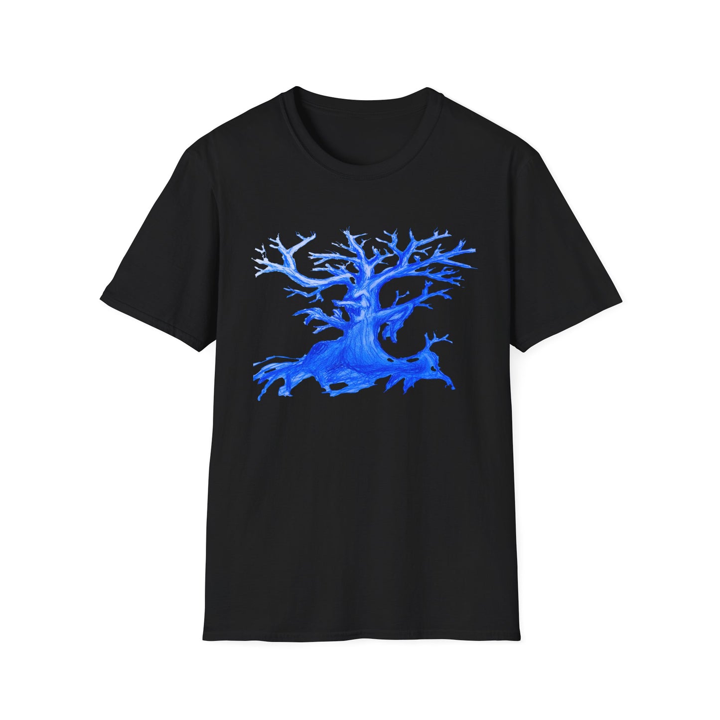 Artistic Animated Tree Design Unisex Softstyle T-Shirt | Eco-friendly Gift, Casual Wear, Nature Lover Tee, Perfect for Any Season