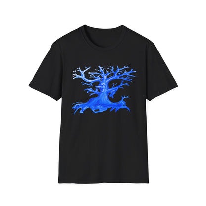 Artistic Animated Tree Design Unisex Softstyle T-Shirt | Eco-friendly Gift, Casual Wear, Nature Lover Tee, Perfect for Any Season