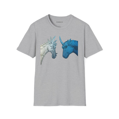 Fantasy Creatures Unisex T-Shirt - Unicorn vs Dragon Design