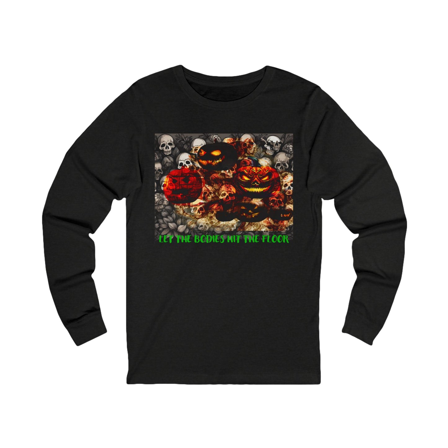 Spooky Halloween Bodies Hit the Floor  Long Sleeve Tee, Perfect for Fall, Costume Parties, and Autumn Gatherings, Unique Graphic Tee, Unisex Apparel