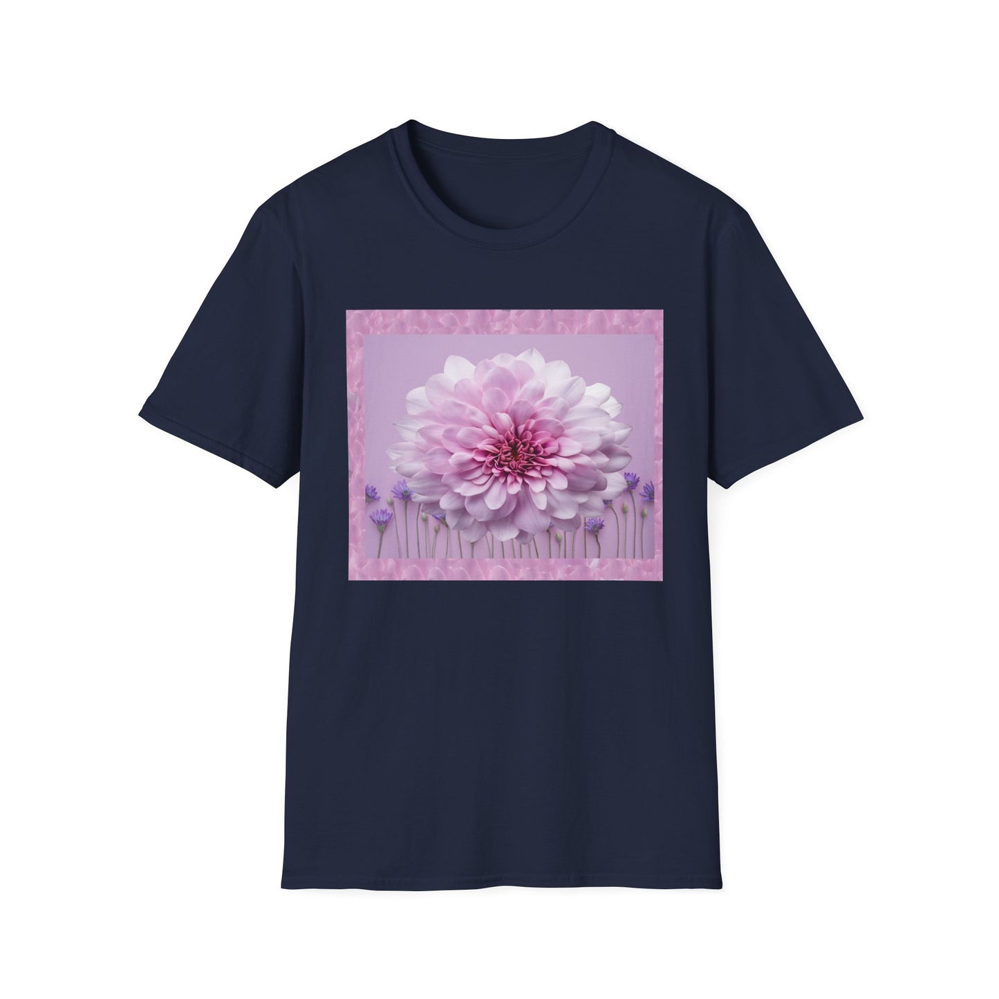 Pink Floral Art Unisex T-Shirt, Softstyle Tee, Summer Fashion, Gift for Her, Floral Shirt, Casual Wear