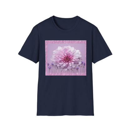 Pink Floral Art Unisex T-Shirt, Softstyle Tee, Summer Fashion, Gift for Her, Floral Shirt, Casual Wear