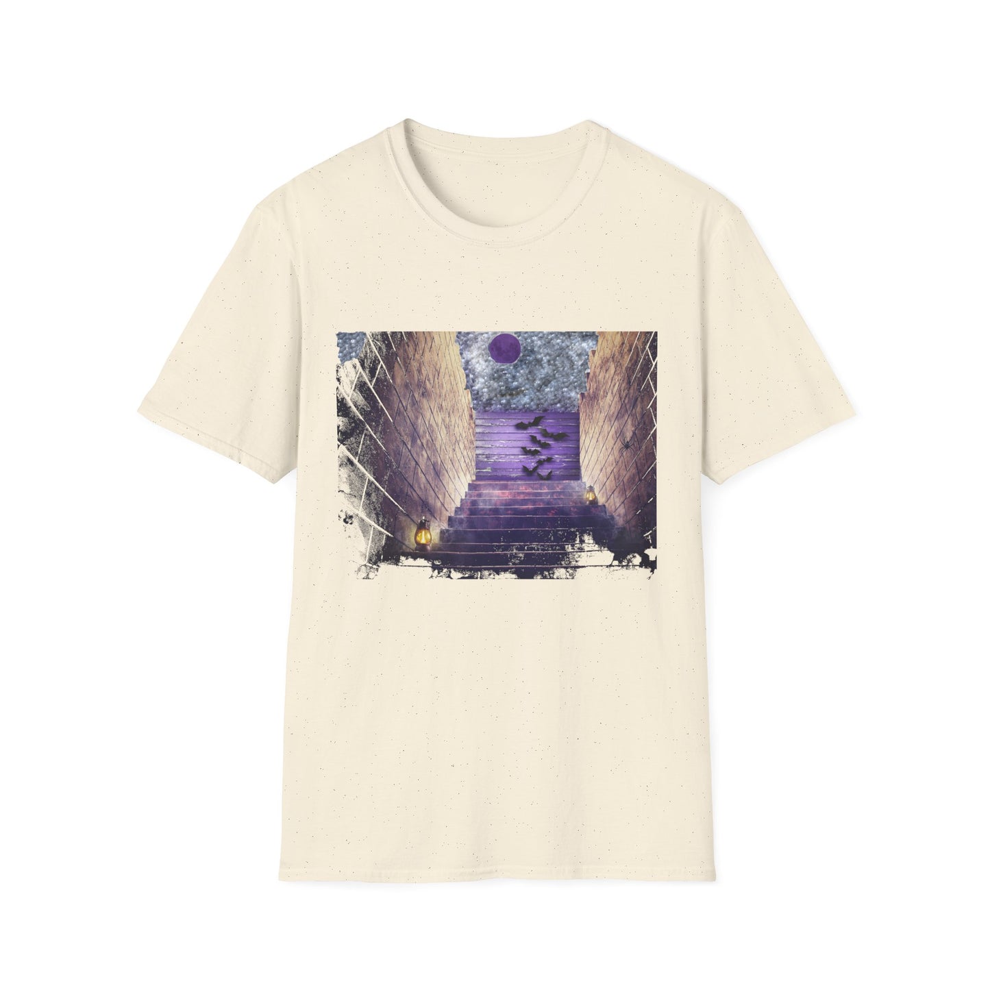 Mystical Stairway Bats Unisex T-Shirt - Softstyle Tee for Dreamers, Perfect for Gifting, Spiritual Occasions, Casual Wear, Art Lovers, [...]