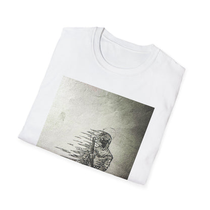 Artistic Grim Reaper Graphic Unisex Softstyle T-Shirt, Cool Gift for Nature Lovers, Casual Wear, Eco-Friendly Fashion, Birthday Gift, Summer Outfit