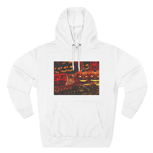 Halloween Distorted Pumpkin Three-Panel Fleece Hoodie