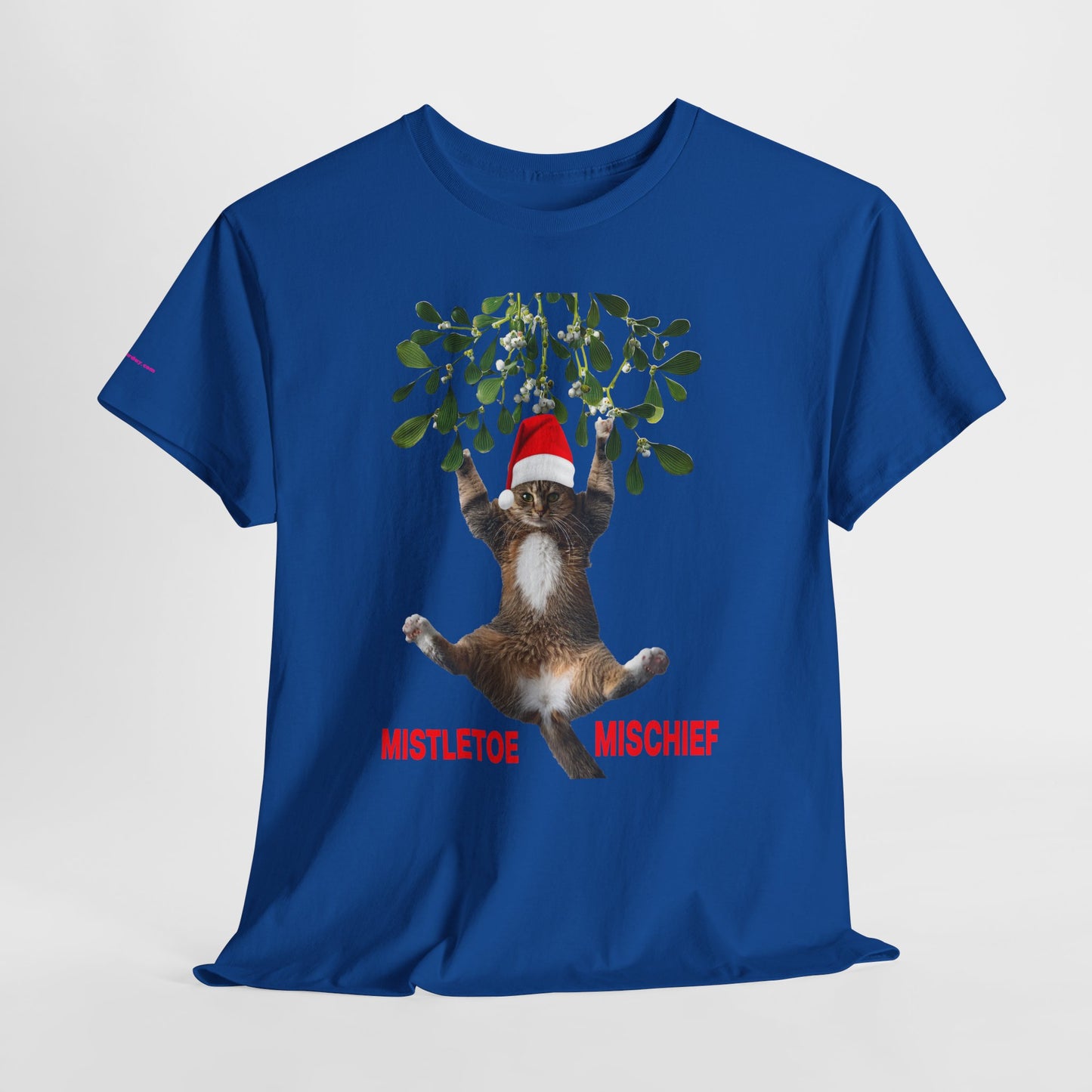 Christmas Cat & Mistletoe Tee — "Mistletoe Mischief" Holiday T-Shirt