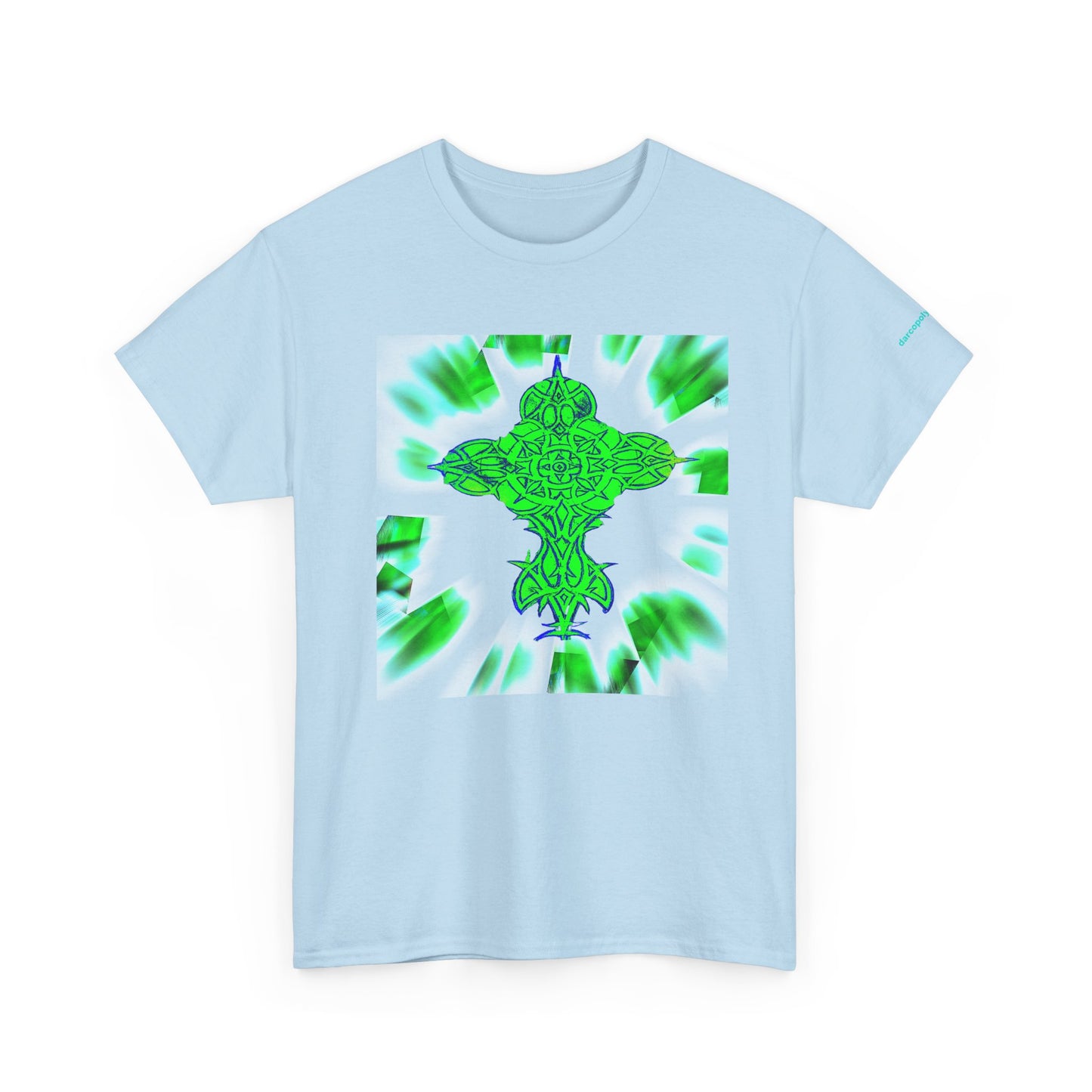 Celtic Green Cross T-Shirt — Vibrant Celtic Knotwork Tee