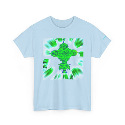 Celtic Green Cross T-Shirt — Vibrant Celtic Knotwork Tee