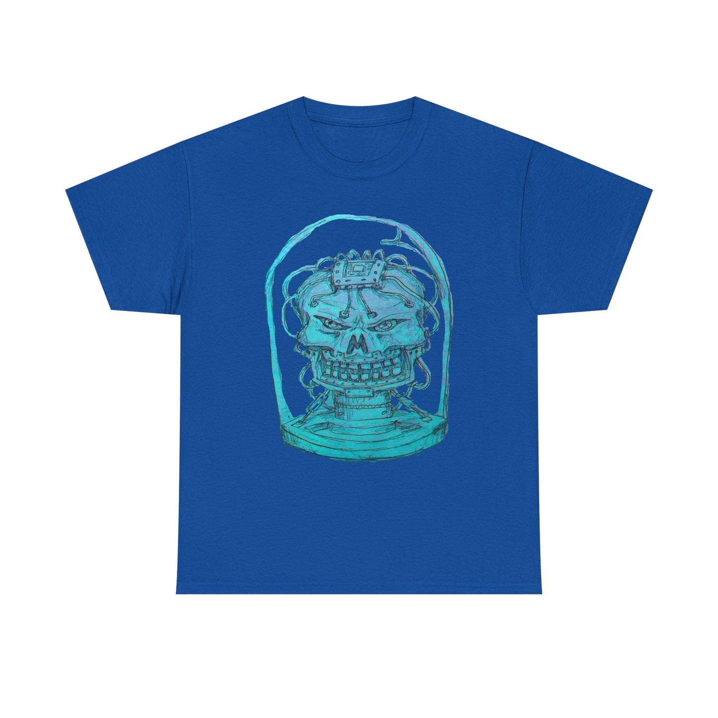 Vibrant Turquoise skull original design Unisex Heavy Cotton Tee