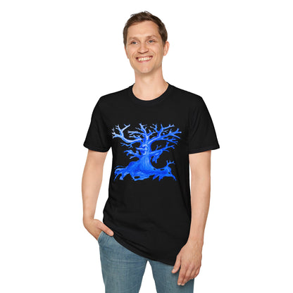 Artistic Animated Tree Design Unisex Softstyle T-Shirt | Eco-friendly Gift, Casual Wear, Nature Lover Tee, Perfect for Any Season
