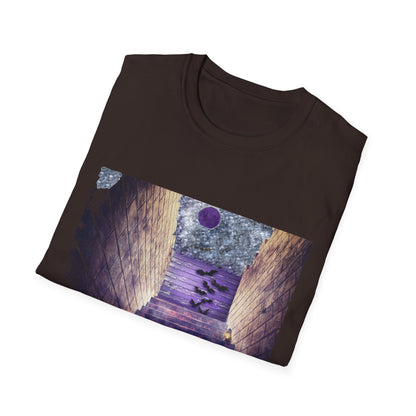 Mystical Stairway Bats Unisex T-Shirt - Softstyle Tee for Dreamers, Perfect for Gifting, Spiritual Occasions, Casual Wear, Art Lovers, [...]