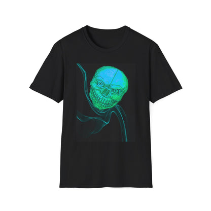 Glow-in-the-Dark floating vibe Skull T-Shirt, Creepy Halloween Tee, Unisex Softstyle Top, Spooky Gift for Teens, Unique Graphic Shirt