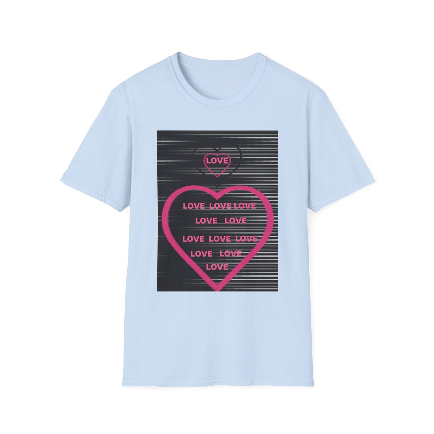 Love Heart Graphic T-Shirt — Neon Pink Retro Lines