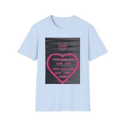 Love Heart Graphic T-Shirt — Neon Pink Retro Lines