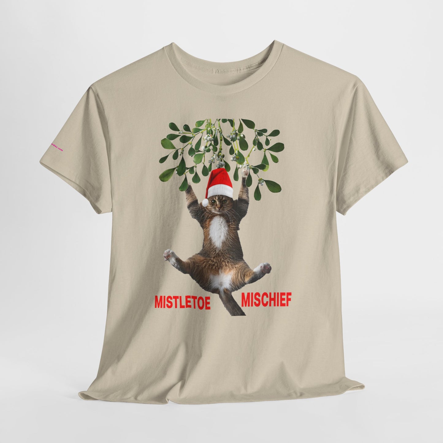 Christmas Cat & Mistletoe Tee — "Mistletoe Mischief" Holiday T-Shirt