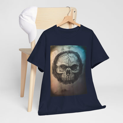 Skull Tee - Feathered Skull Hazy Border Design