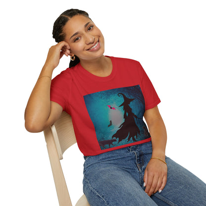 Magical Witch Art T-Shirt, Halloween Tee, Witchy Apparel, Gift for Her, Cute Graphic Shirt, Soft Unisex T-Shirt