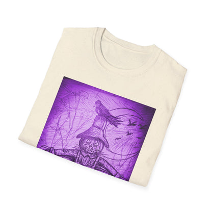 Purple Scarecrow Unisex Tee | Softstyle T-Shirt | Gothic Art, Fall Fashion, Halloween Shirt, Casual Wear, Scarecrow Design